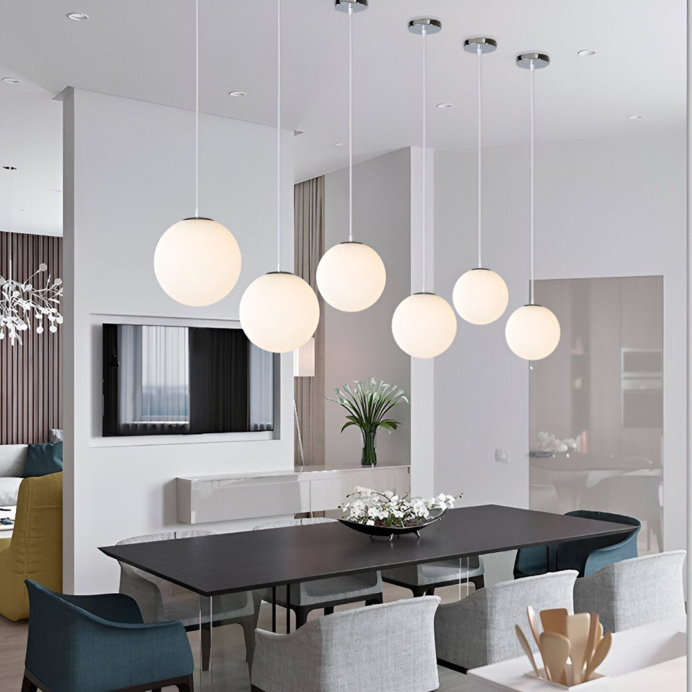 Nordic Milky Glass Pendant Light with Adjustable Cord | Tyrelix
