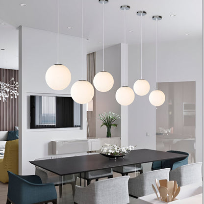 Nordic Milky Glass Pendant Light with Adjustable Cord | Tyrelix