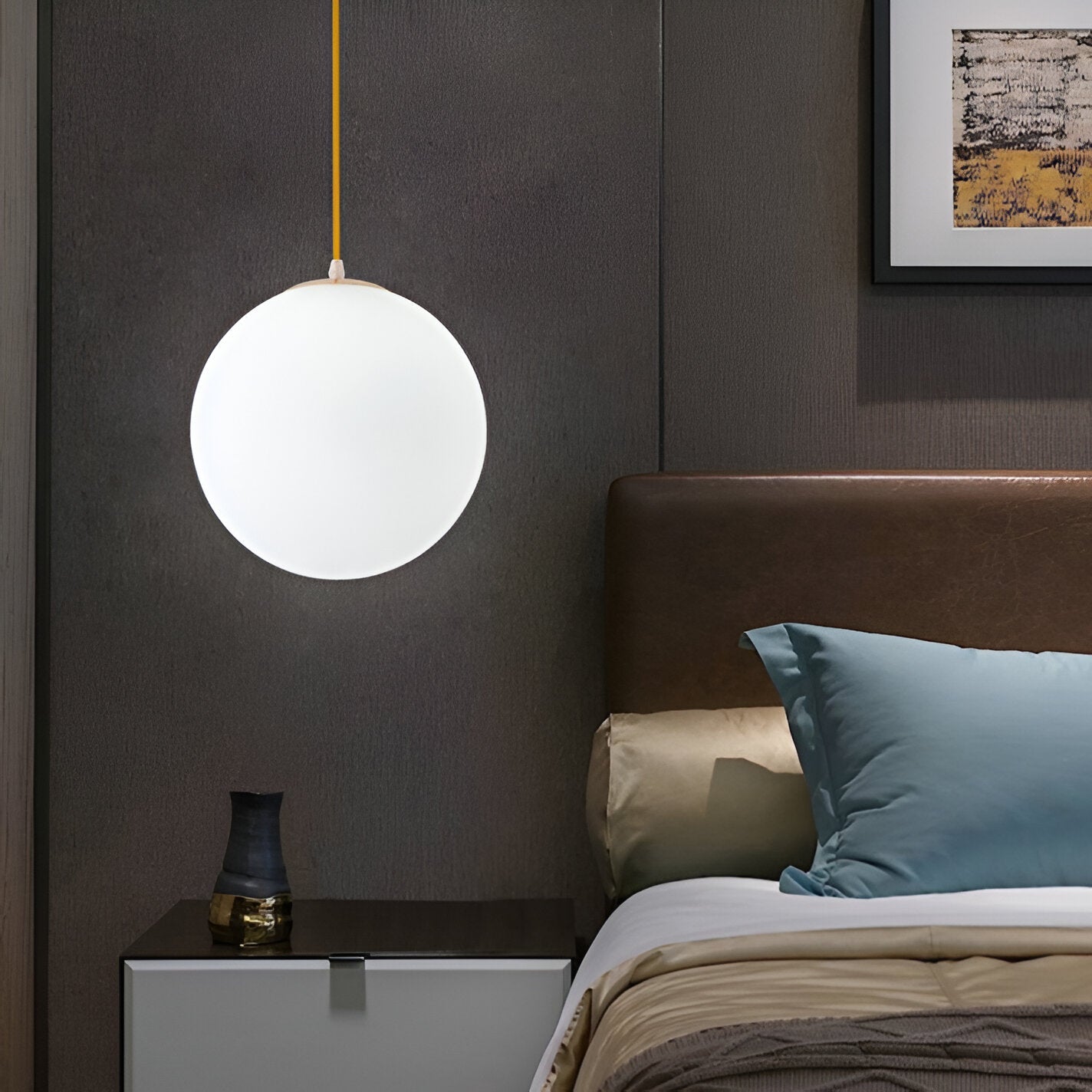 Nordic Milky Glass Pendant Light with Adjustable Cord | Tyrelix