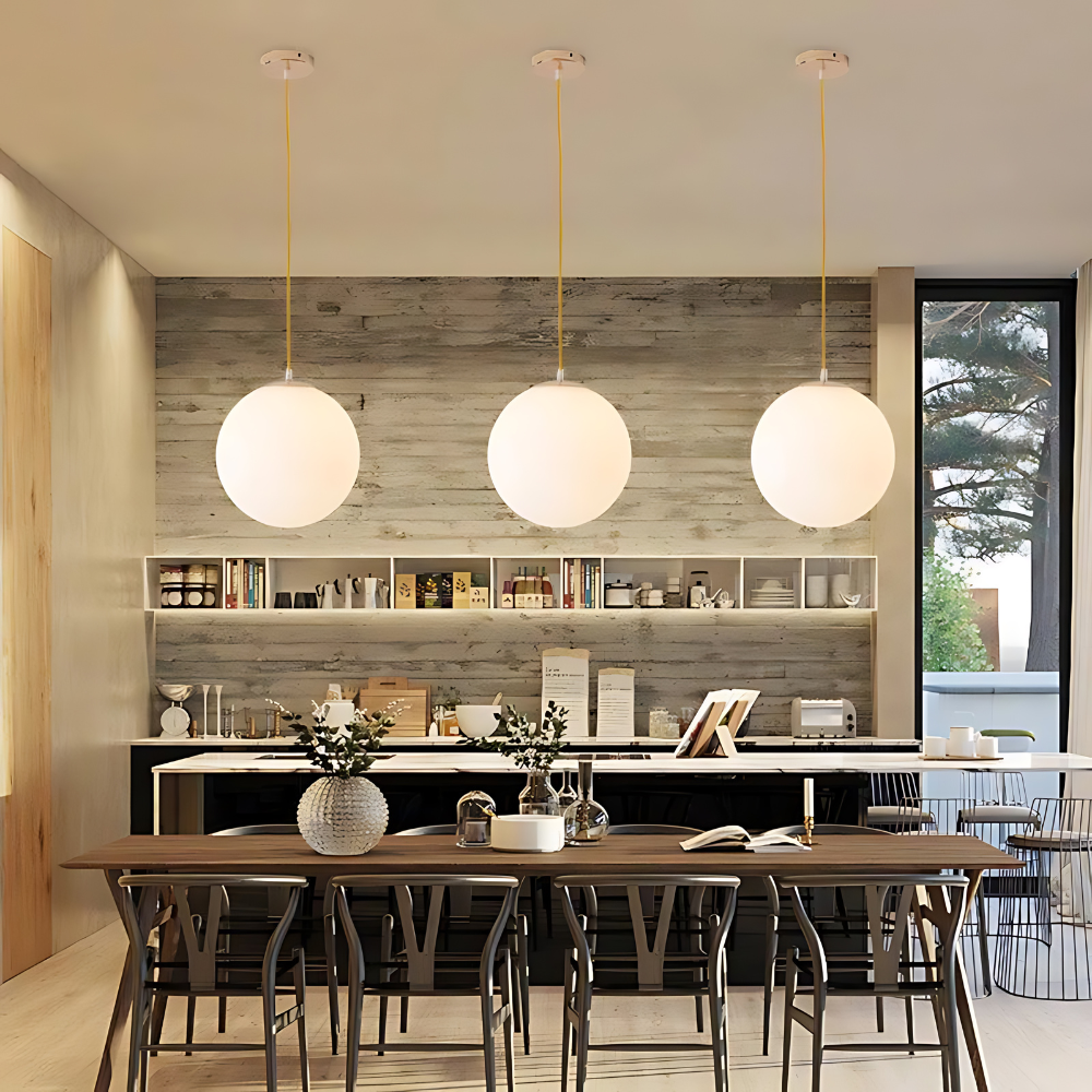 Nordic Milky Glass Pendant Light with Adjustable Cord | Tyrelix