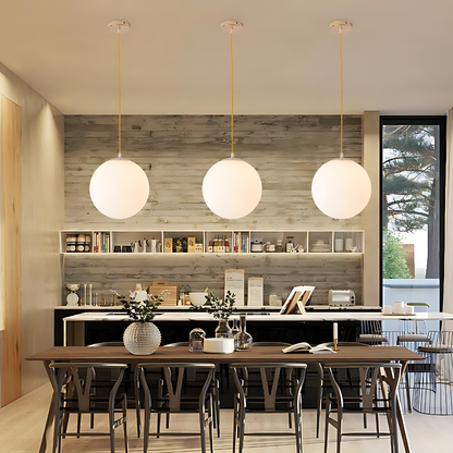 Nordic Milky Glass Pendant Light with Adjustable Cord | Tyrelix