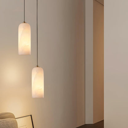 Nordic Minimalist Alabaster Pendant Light with Brass Detail | Zorelia