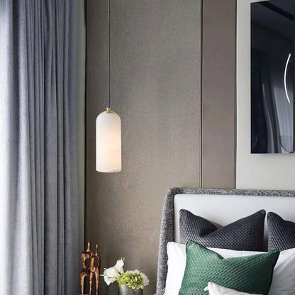 Nordic Minimalist Alabaster Pendant Light with Brass Detail | Zorelia