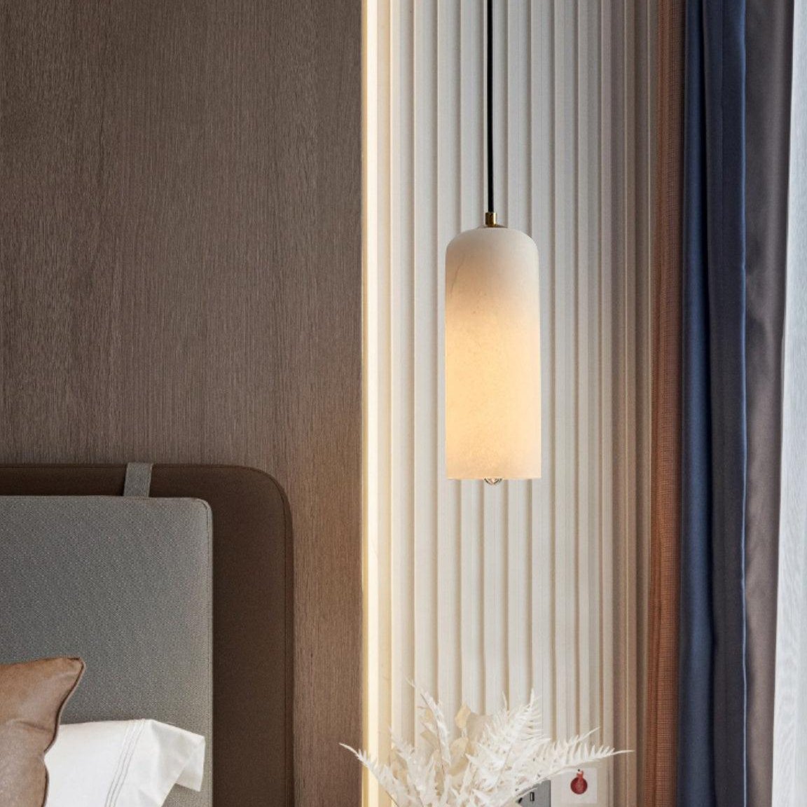 Nordic Minimalist Alabaster Pendant Light with Brass Detail | Zorelia