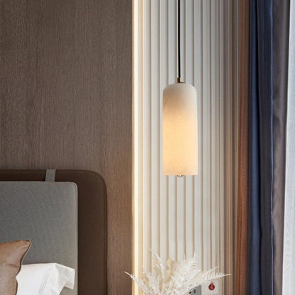Nordic Minimalist Alabaster Pendant Light with Brass Detail | Zorelia