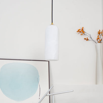 Nordic Minimalist Alabaster Pendant Light with Brass Detail | Zorelia