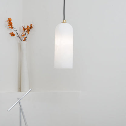 Nordic Minimalist Alabaster Pendant Light with Brass Detail | Zorelia