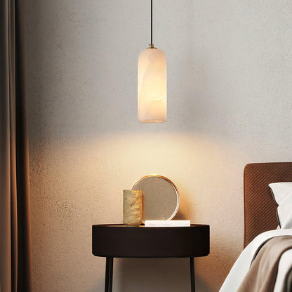 Nordic Minimalist Alabaster Pendant Light with Brass Detail | Zorelia