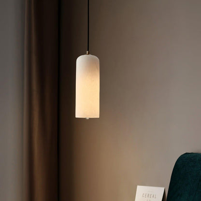 Nordic Minimalist Alabaster Pendant Light with Brass Detail | Zorelia