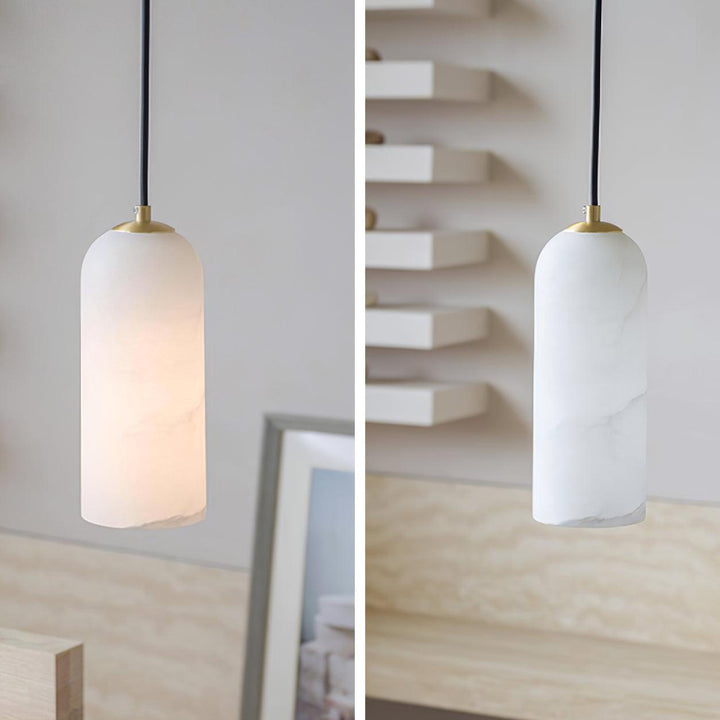 Nordic Minimalist Alabaster Pendant Light with Brass Detail | Zorelia
