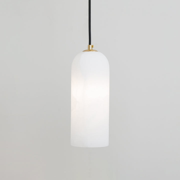 Nordic Minimalist Alabaster Pendant Light with Brass Detail | Zorelia