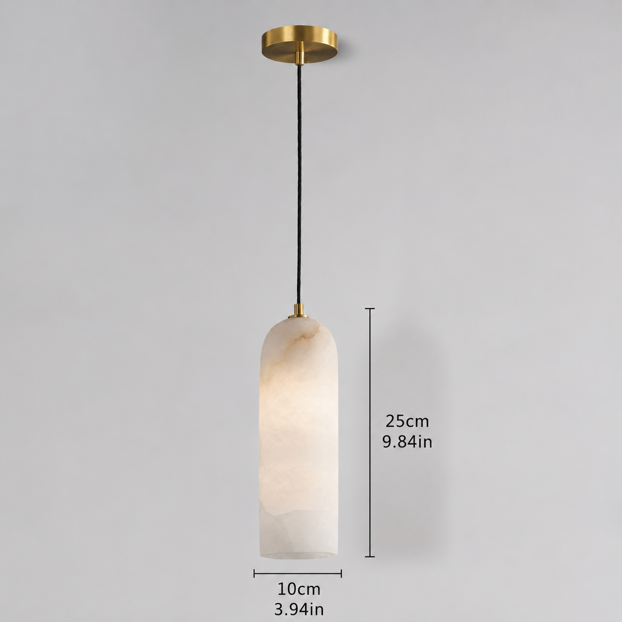 Nordic Minimalist Alabaster Pendant Light with Brass Detail | Zorelia