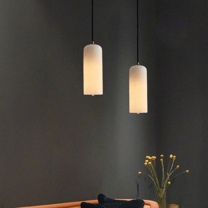 Nordic Minimalist Alabaster Pendant Light with Brass Detail | Zorelia