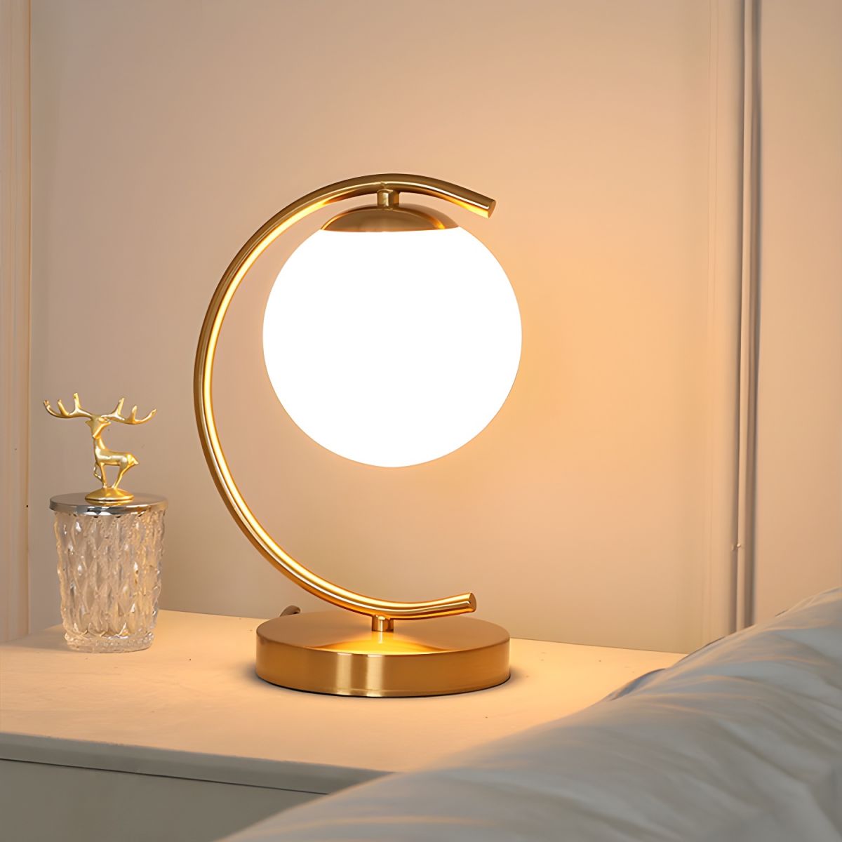 Nordic Modern Table Lamp with Curved Metal Frame | Zolvani