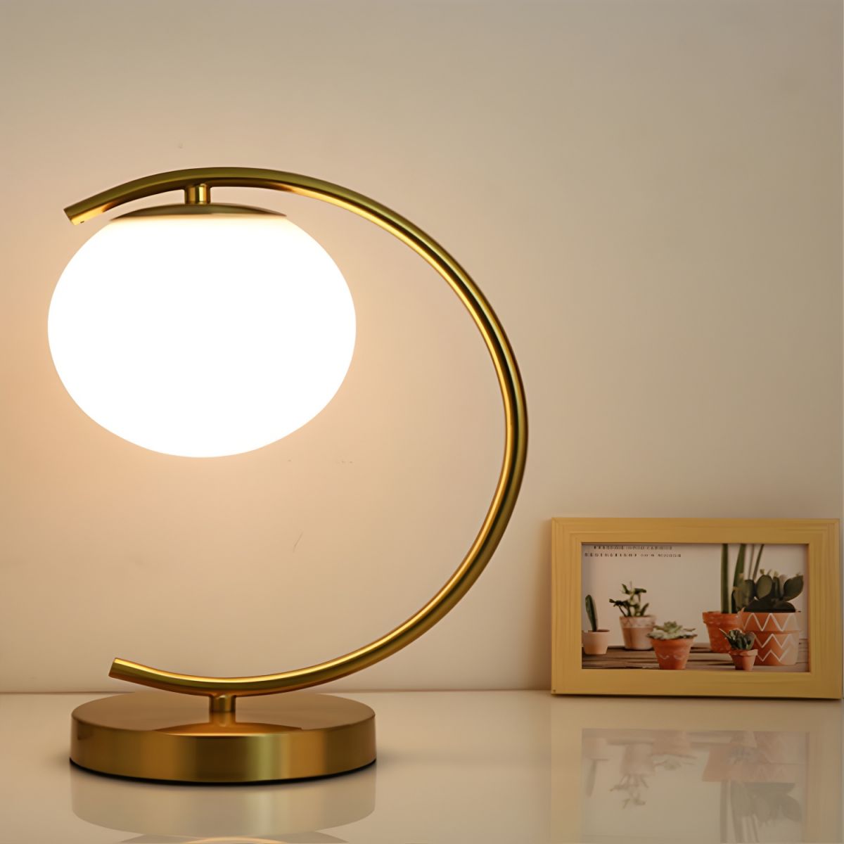 Nordic Modern Table Lamp with Curved Metal Frame | Zolvani