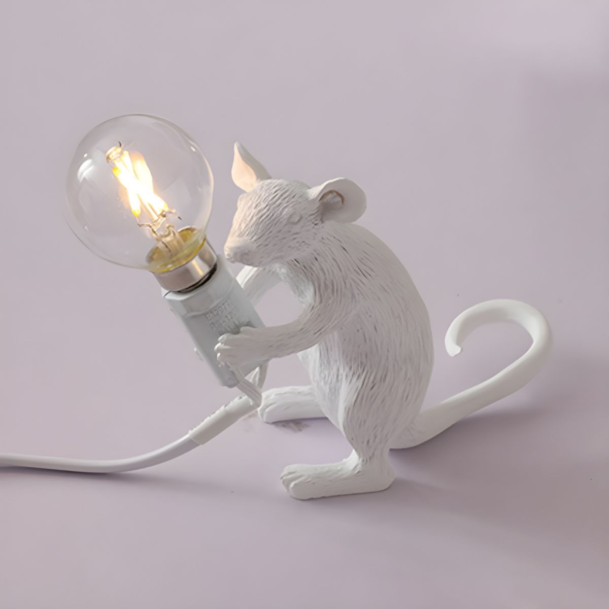 Nordic Mouse Table Lamp White Resin Art Deco | Marnivo