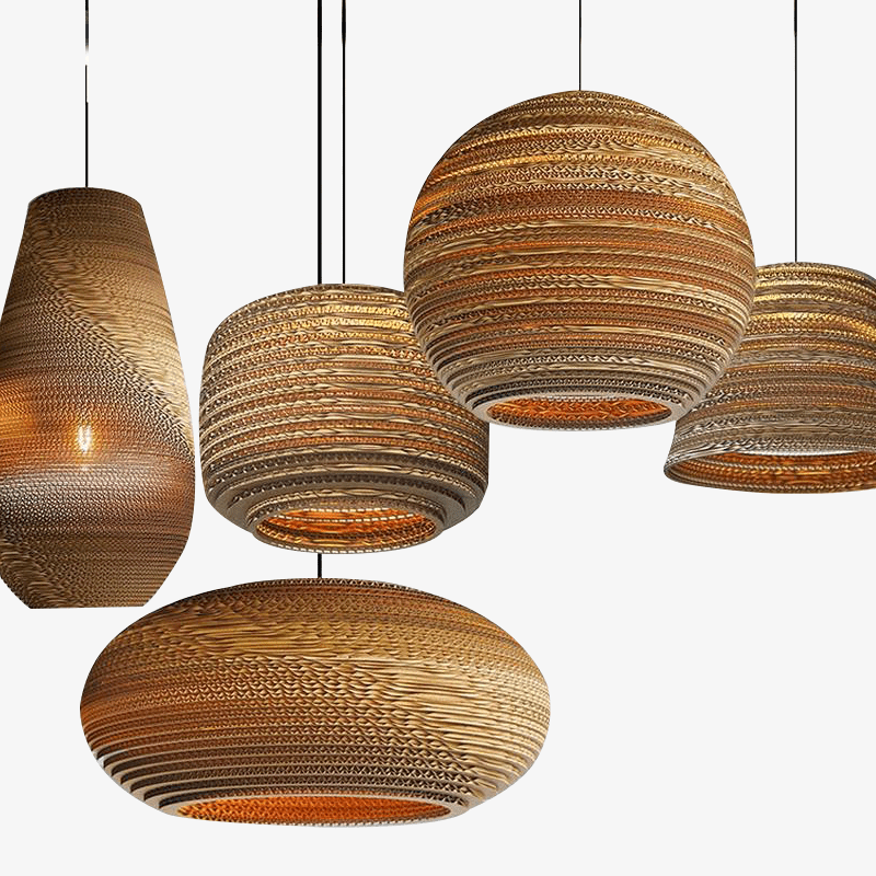 Nordic Paper Cardboard Pendant Light with Adjustable Cord | Zorquen