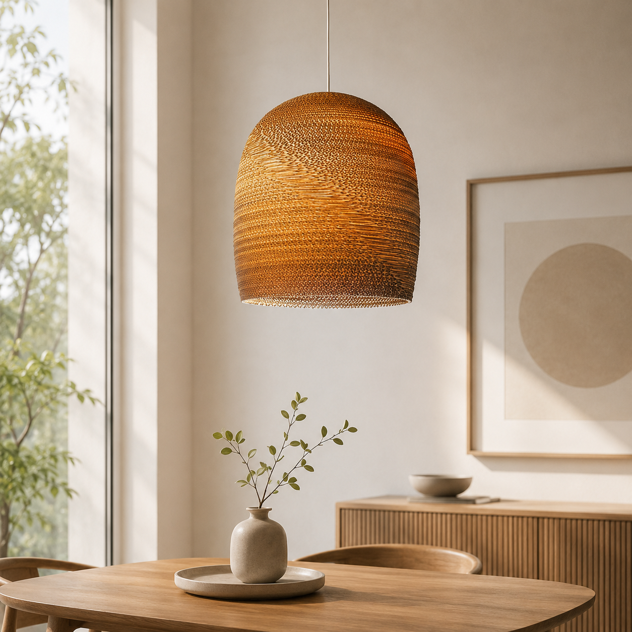 Nordic Paper Cardboard Pendant Light with Adjustable Cord | Zorquen