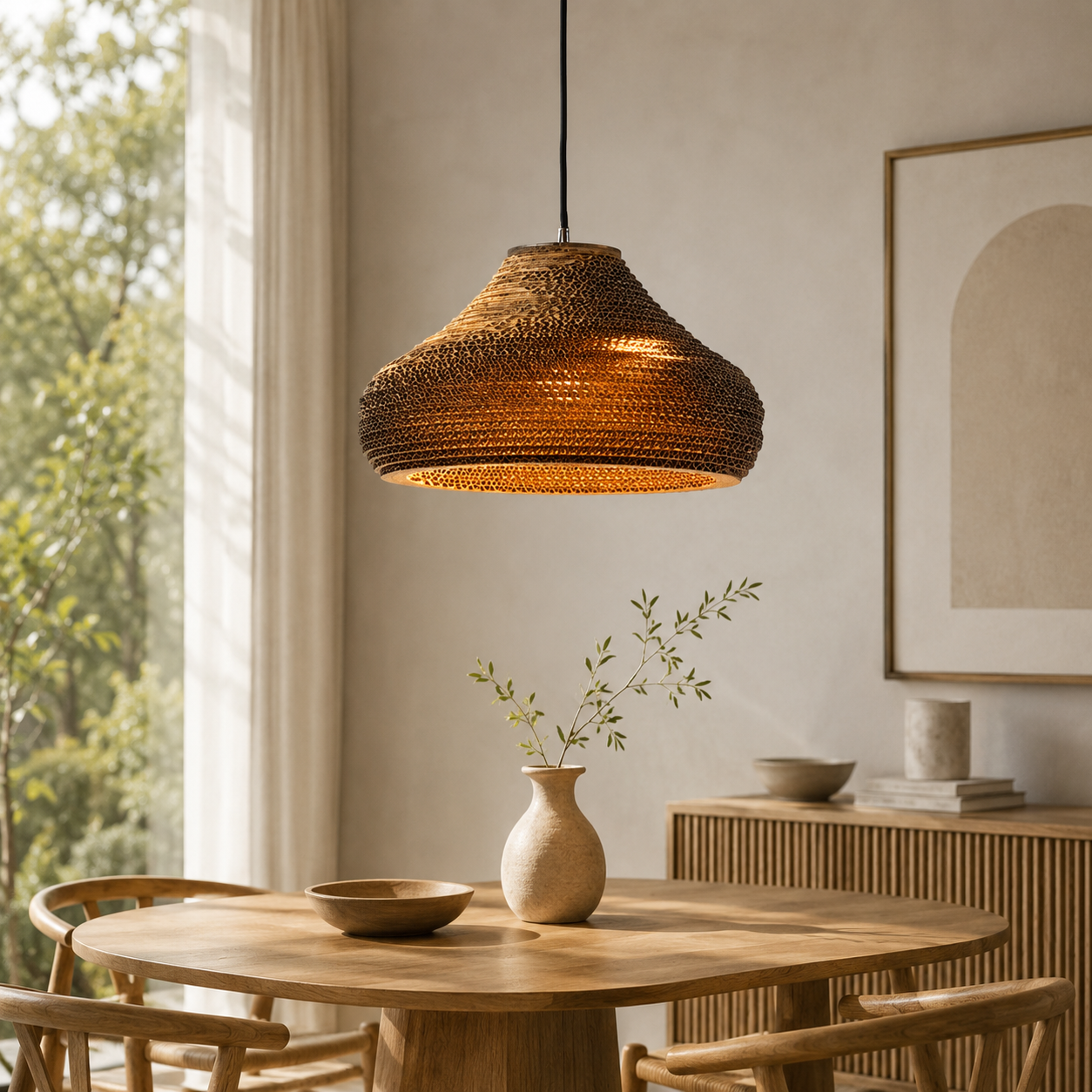 Nordic Paper Cardboard Pendant Light with Adjustable Cord | Zorquen