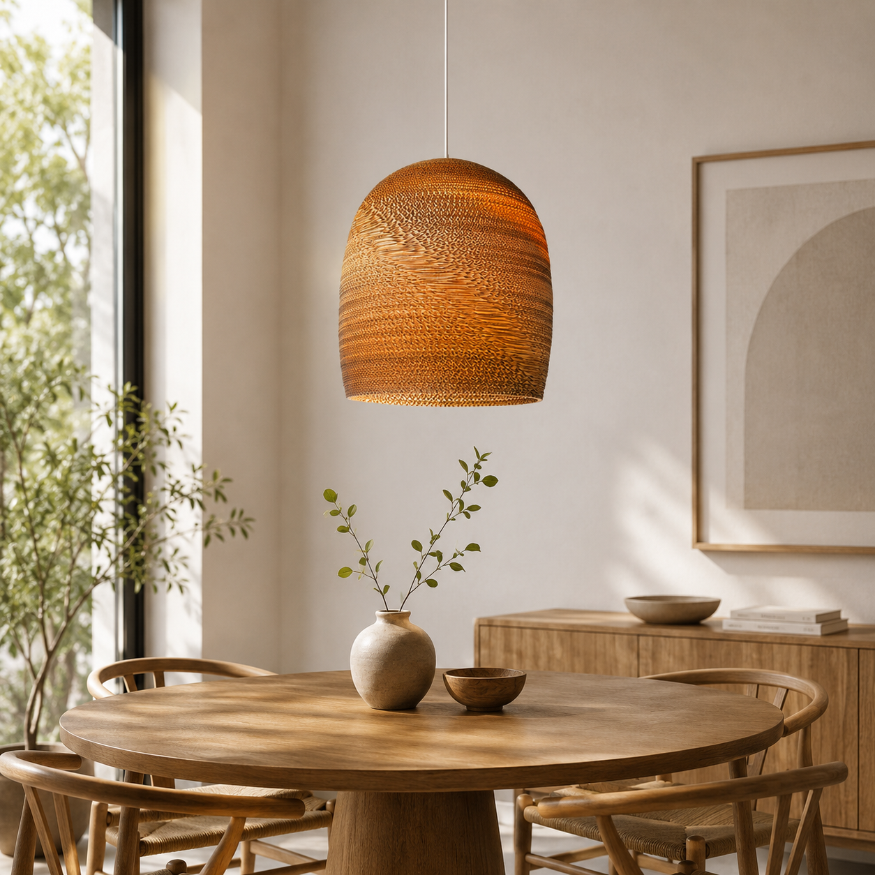 Nordic Paper Cardboard Pendant Light with Adjustable Cord | Zorquen