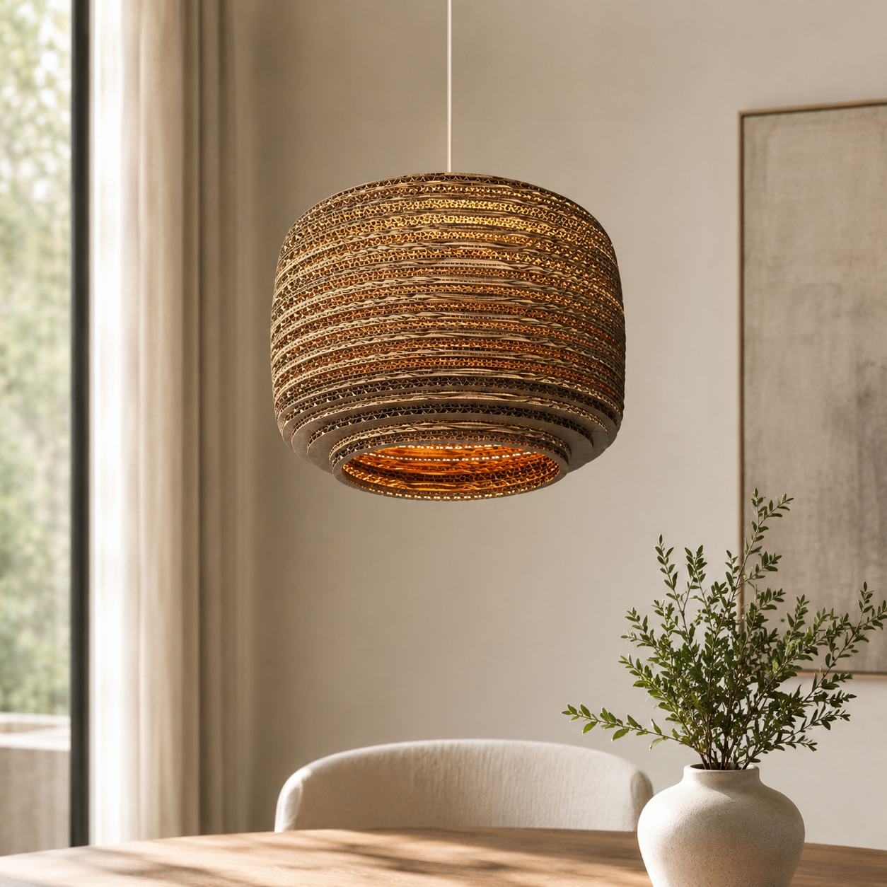 Nordic Paper Cardboard Pendant Light with Adjustable Cord | Zorquen