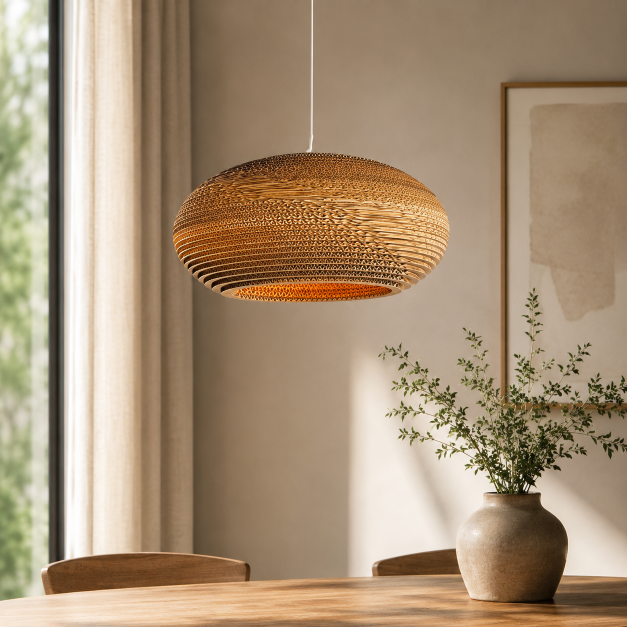 Nordic Paper Cardboard Pendant Light with Adjustable Cord | Zorquen