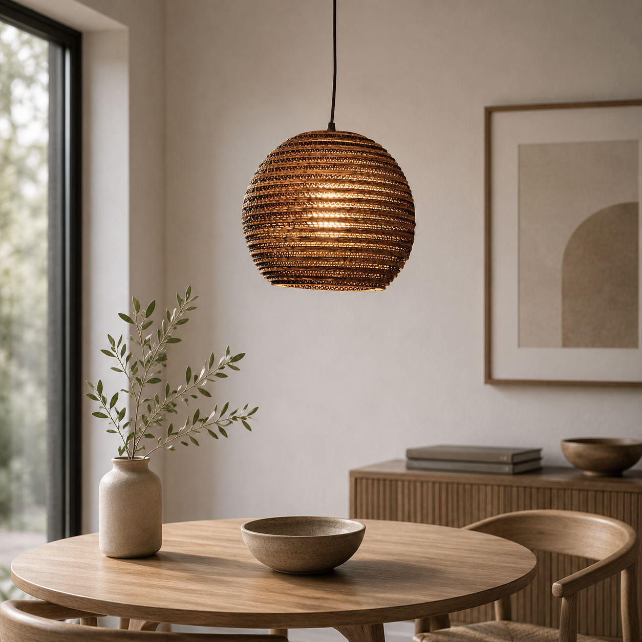 Nordic Paper Cardboard Pendant Light with Adjustable Cord | Zorquen