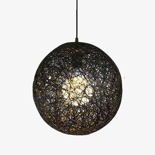 Nordic Paper Sphere Pendant Light with Wicker Texture | Qelvoro