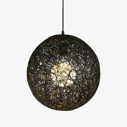 Nordic Paper Sphere Pendant Light with Wicker Texture | Qelvoro