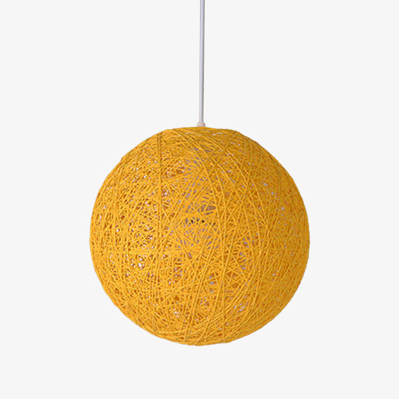 Nordic Paper Sphere Pendant Light with Wicker Texture | Qelvoro