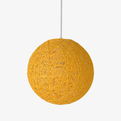 Nordic Paper Sphere Pendant Light with Wicker Texture | Qelvoro