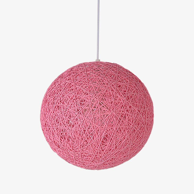 Nordic Paper Sphere Pendant Light with Wicker Texture | Qelvoro