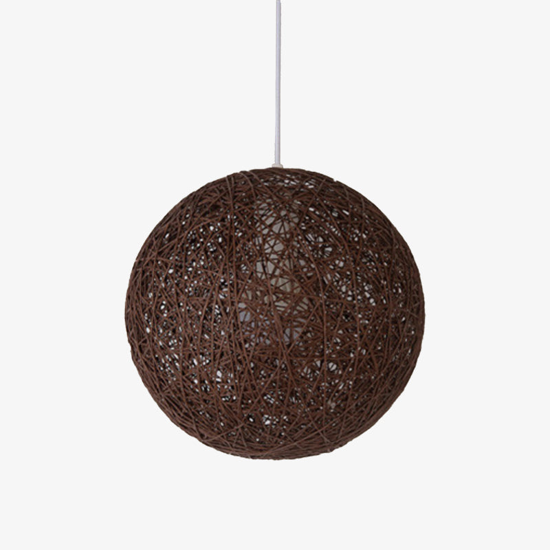 Nordic Paper Sphere Pendant Light with Wicker Texture | Qelvoro