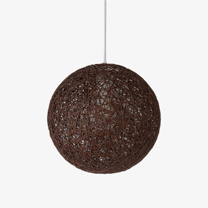 Nordic Paper Sphere Pendant Light with Wicker Texture | Qelvoro