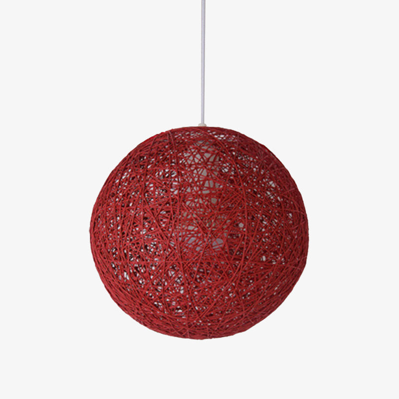 Nordic Paper Sphere Pendant Light with Wicker Texture | Qelvoro