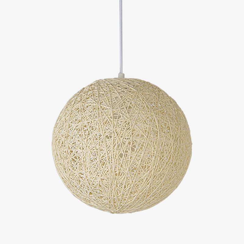 Nordic Paper Sphere Pendant Light with Wicker Texture | Qelvoro