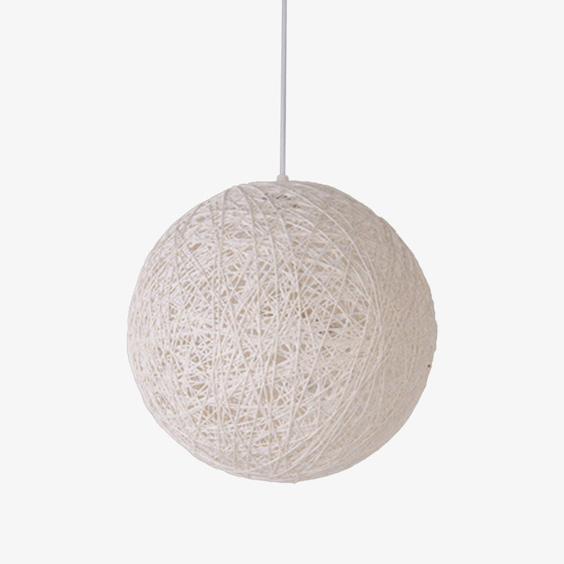 Nordic Paper Sphere Pendant Light with Wicker Texture | Qelvoro