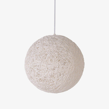 Nordic Paper Sphere Pendant Light with Wicker Texture | Qelvoro