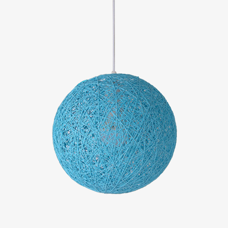 Nordic Paper Sphere Pendant Light with Wicker Texture | Qelvoro