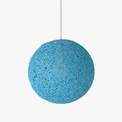 Nordic Paper Sphere Pendant Light with Wicker Texture | Qelvoro