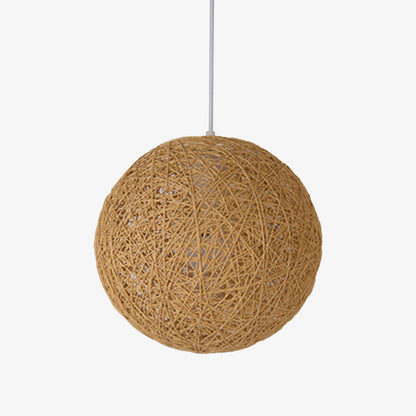 Nordic Paper Sphere Pendant Light with Wicker Texture | Qelvoro