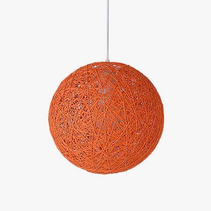 Nordic Paper Sphere Pendant Light with Wicker Texture | Qelvoro