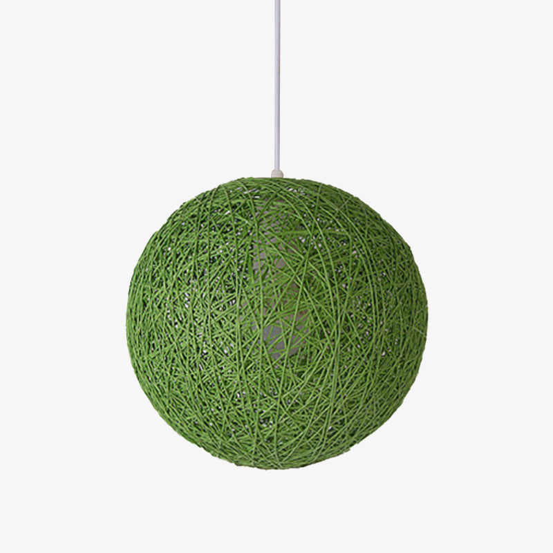 Nordic Paper Sphere Pendant Light with Wicker Texture | Qelvoro