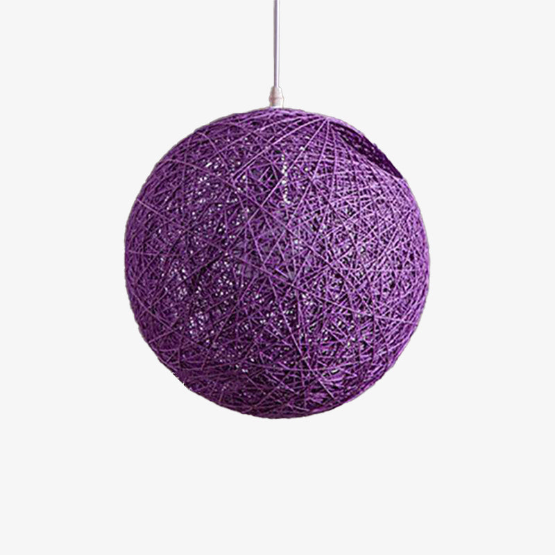 Nordic Paper Sphere Pendant Light with Wicker Texture | Qelvoro
