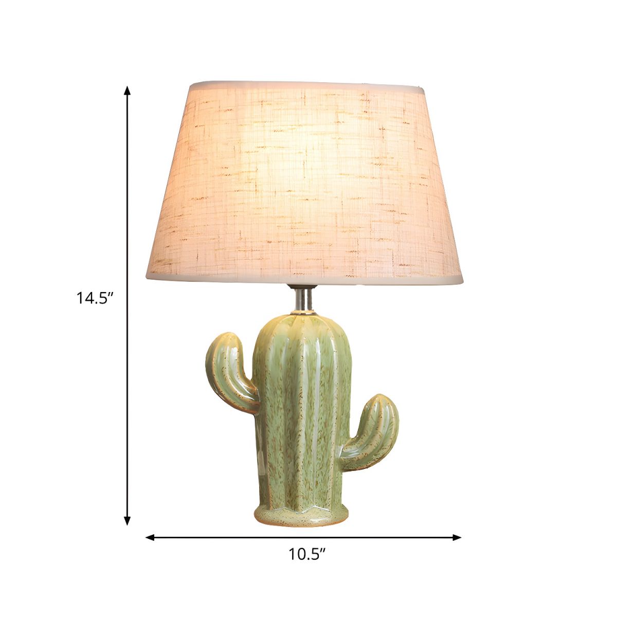 Nordic Porcelain Cactus Table Lamp with Fabric Shade | Sarvino