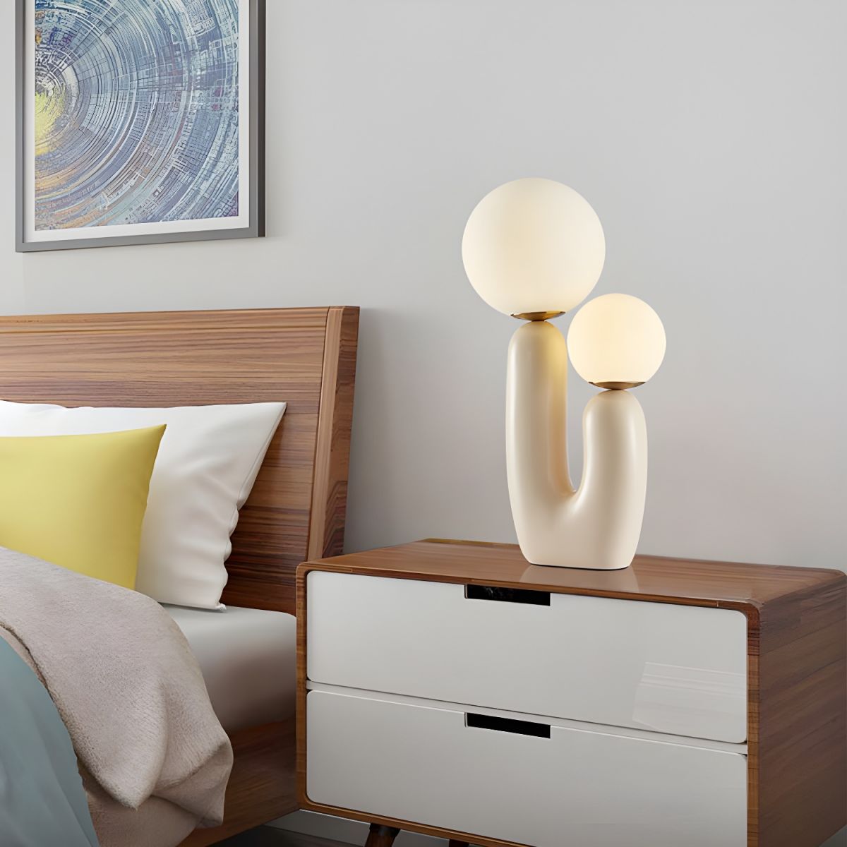 Nordic Resin Table Lamp with Glass Shades Modern Style | Vexlune