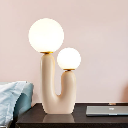 Nordic Resin Table Lamp with Glass Shades Modern Style | Vexlune