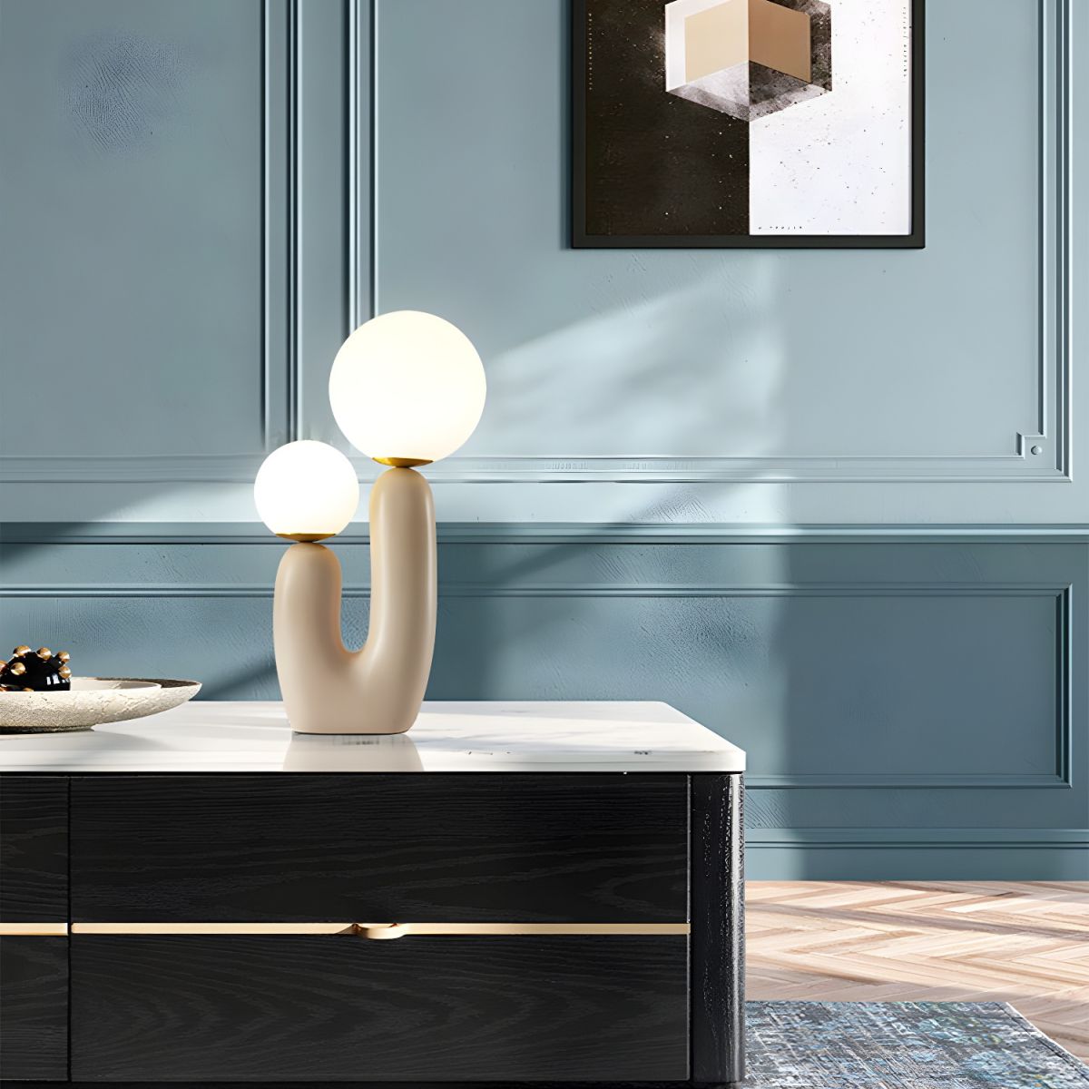 Nordic Resin Table Lamp with Glass Shades Modern Style | Vexlune