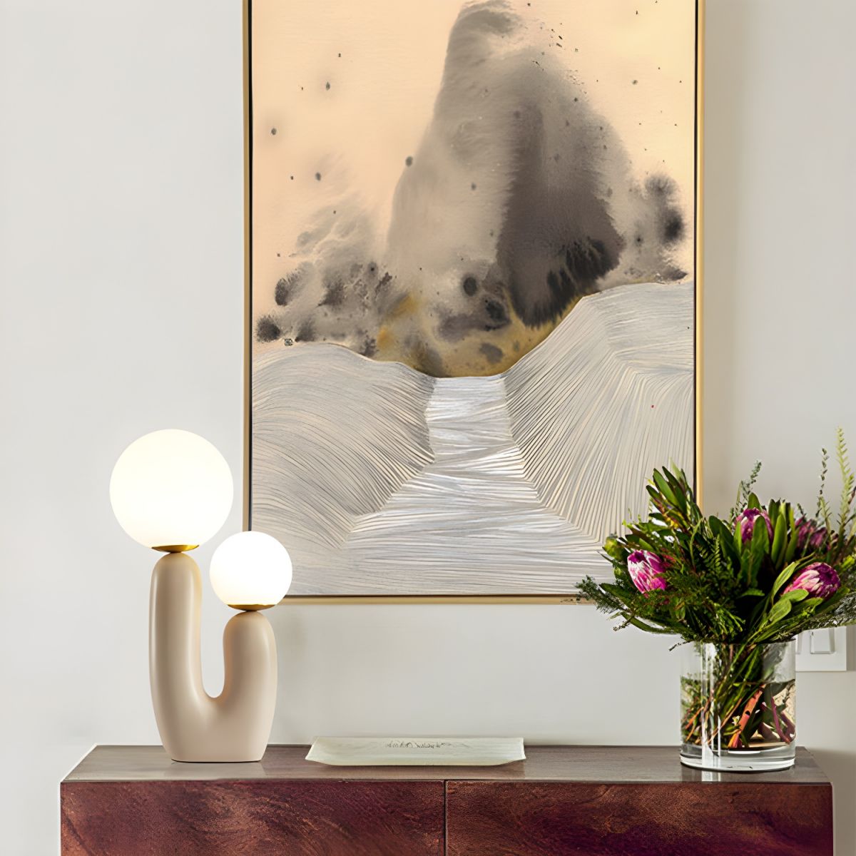 Nordic Resin Table Lamp with Glass Shades Modern Style | Vexlune