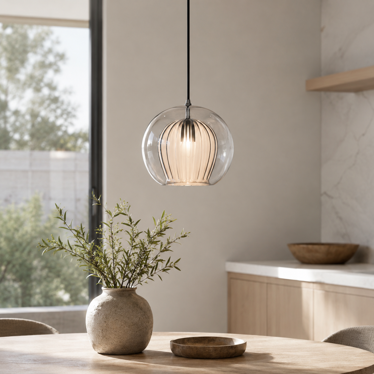 Nordic Spherical Glass Pendant Light for Modern Spaces | Kylvera